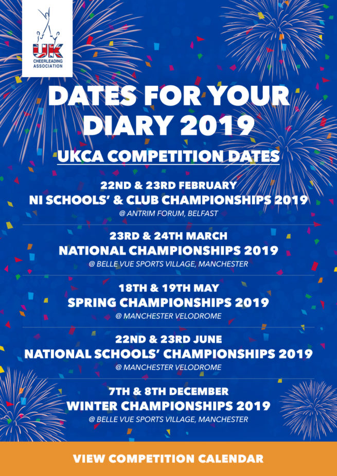 Ukca Competition Dates 2019 Uk Cheerleading Association